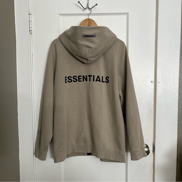 Essentials Fear of God Full Zip Hoodie Jacket Taupe XL Oversized - Picture 4 of 17
